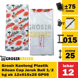 Grosir Kantong Plastik Kiloan Cap Jeruk Bali 1/2 kg uk 12x015x25 GP05