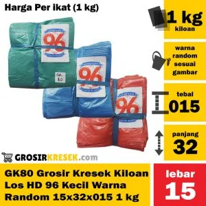 GK80 Grosir Kresek Kiloan Los HD 96 Kecil Warna Random 15x32x015 1 kg