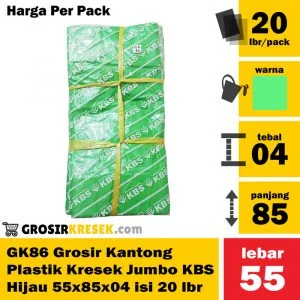 GK86 Grosir Kresek Jumbo KBS Hijau 55x85x04 isi 20 lbr Kantong Plastik