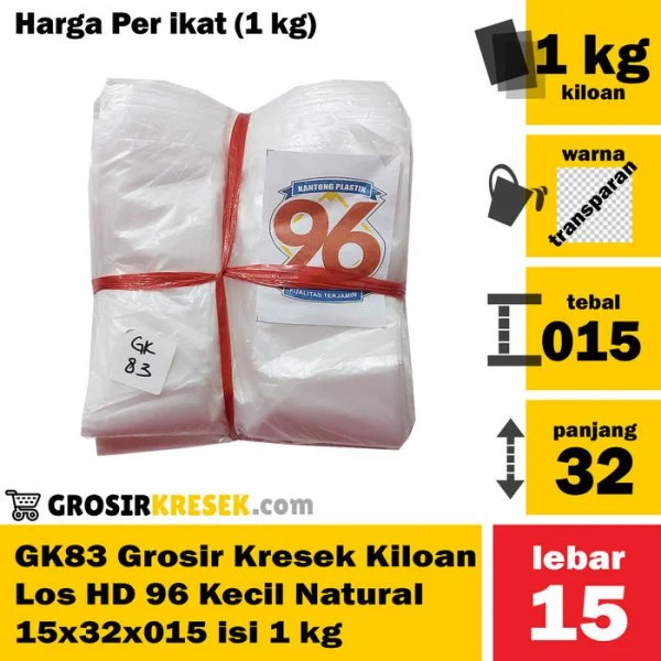 GK83 Grosir Kresek Los Kiloan HD 96 Kecil Natural 15x32x015 isi 1 kg