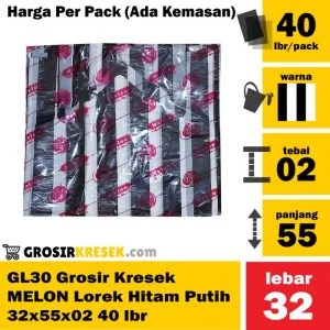 GL30 Grosir Kantong Kresek MELON Lorek Hitam Putih 32x55x02 40 lembar