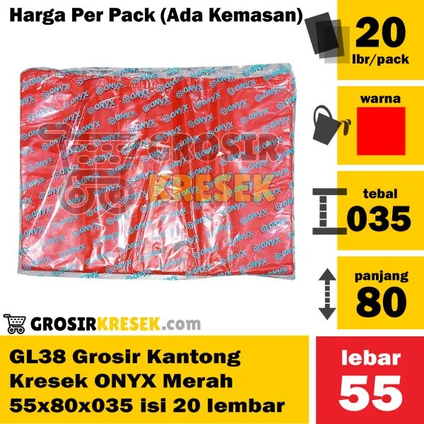 GL38 Grosir Kantong Kresek Jumbo ONYX Merah 55x80x04 Pack isi 20 lbr