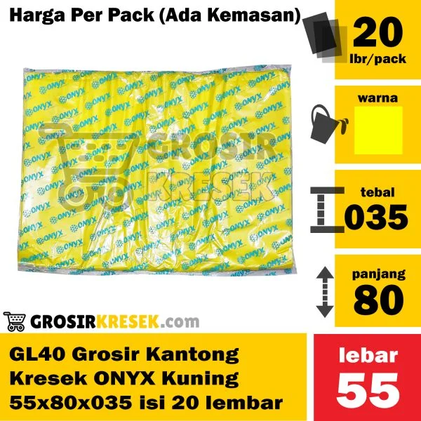 GL40 Grosir Kantong Kresek Jumbo ONYX Kuning 55x80x04 Pack isi 20 lbr