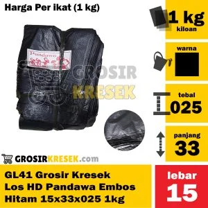 GL41 Grosir Kresek Los Murah HD Pandawa Embos Hitam 15x33x025 1kg