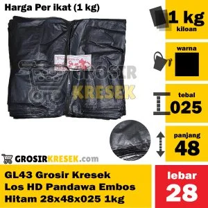 GL43 Grosir Kresek Los Murah HD Pandawa Embos Hitam 28x48x025 1kg
