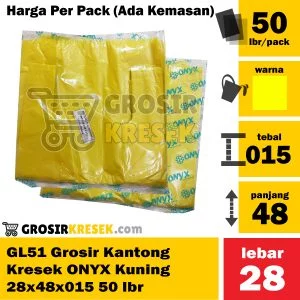 GL51 Grosir Kantong Kresek Merk ONYX Kuning 28 x 48 x 015 isi 50 lbr