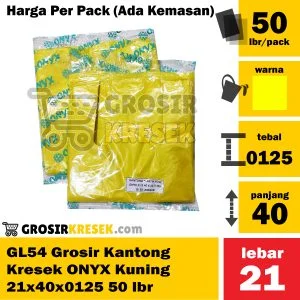 GL54 Grosir Kantong Kresek Merk ONYX Kuning 21x40x0125 isi 50 lbr
