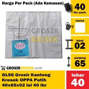 GL56 Grosir Kantong Kresek OPPA Warna Putih 40x65x02 isi 40 lbr