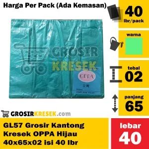 GL57 Grosir Kantong Kresek OPPA Warna Hijau 40x65x02 isi 40 lbr