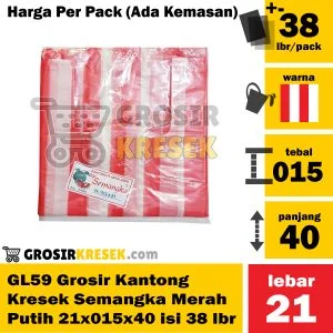 GL59 Grosir Kantong Kresek SEMANGKA Lorek Merah Putih 21x40x015 38 lbr