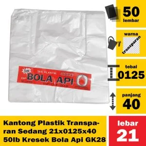 Kantong Plastik Transparan Sedang 21x0125x40 50lb Kresek Bola Api GK28
