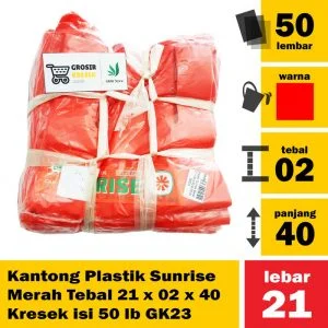 Kantong Plastik Sunrise Merah Tebal 21 x 02 x 40 Kresek isi 50 lb GK23