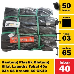 Kantong Plastik Bintang Kilat Laundry Tebal 40x 03x 65 Kresek 50 GK19