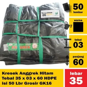 Kresek Anggrek Hitam Tebal 35 x 03 x 60 HDPE isi 50 Lbr Grosir GK16