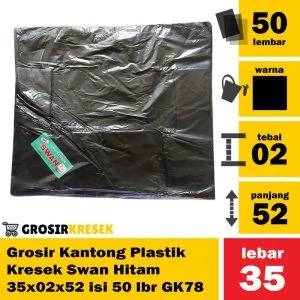 Grosir Kresek Kantong Plastik Swan Hitam 35x02x52 isi 50 lbr GK78