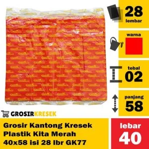 Grosir Kantong Kresek Plastik Kita Merah 40x58 isi 28 lbr GK77