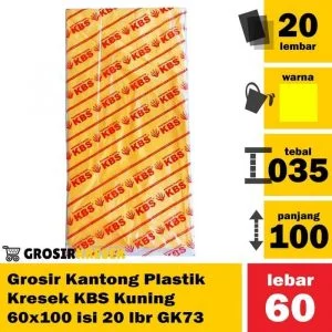Grosir Kantong Plastik Kresek Sampah KBS Kuning 60x100 isi 20 lbr GK73