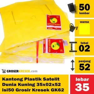 Kantong Plastik Satelit Dunia Kuning 35x02x52 isi50 Grosir Kresek GK62