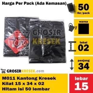 M011 Grosir Kantong Kresek Kilat 15 x 34 x 02 Hitam isi 50 lembar