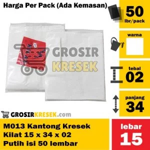 M013 Grosir Kantong Kresek Kilat 15 x 34 x 02 Putih isi 50 lembar