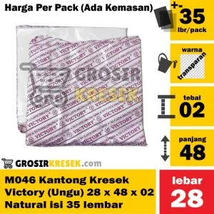 M046 Grosir Kantong Kresek Victory Ungu 28 x 48 x 02 Natural isi 35lbr