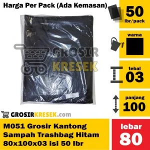 M051 Grosir Kantong Kresek Sampah Trashbag Los Hitam 80x100x03 50 lbr