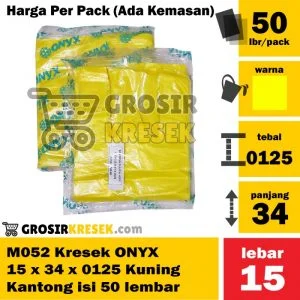 M052 Grosir Kresek ONYX 15 x 34 x 0125 Kuning Kantong isi 50 lembar