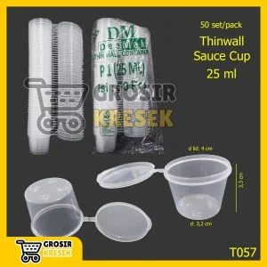 T057 Thinwall DeeMak Sauce Cup 25 ml isi 50 set Plastik Wadah Sambal