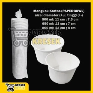 T074-GJK Paper Bowl 650 ml / 22 oz isi 50 lembar Mangkok Kertas Grosir