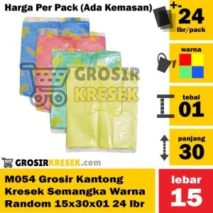 M054 Grosir Kantong Kresek SEMANGKA Warna Random 15x30x01 isi 24 lbr