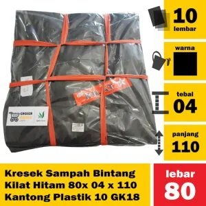 Kresek Sampah Bintang Kilat Hitam 80x 04 x 110 Kantong Plastik 10 GK18