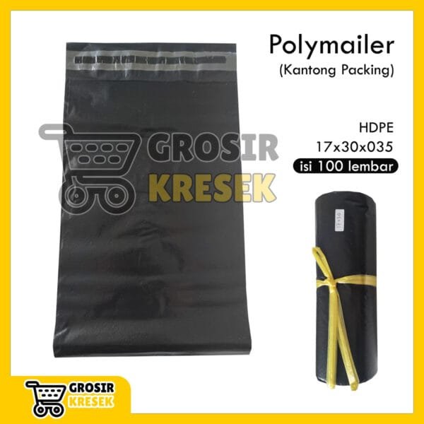 M132 Polymailer 17x30x035 Hitam Doff HDPE isi 100 lembar Kantong Plastik Packing Online