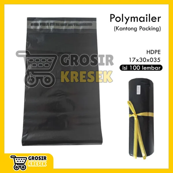 M132 Polymailer 17x30x035 Hitam Doff HDPE isi 100 lembar Kantong Plastik Packing Online