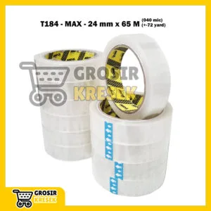 T184 Lakban Bening MAX 24mm 65 meter = 72 yard (040mic - core black) Grosir Isolasi