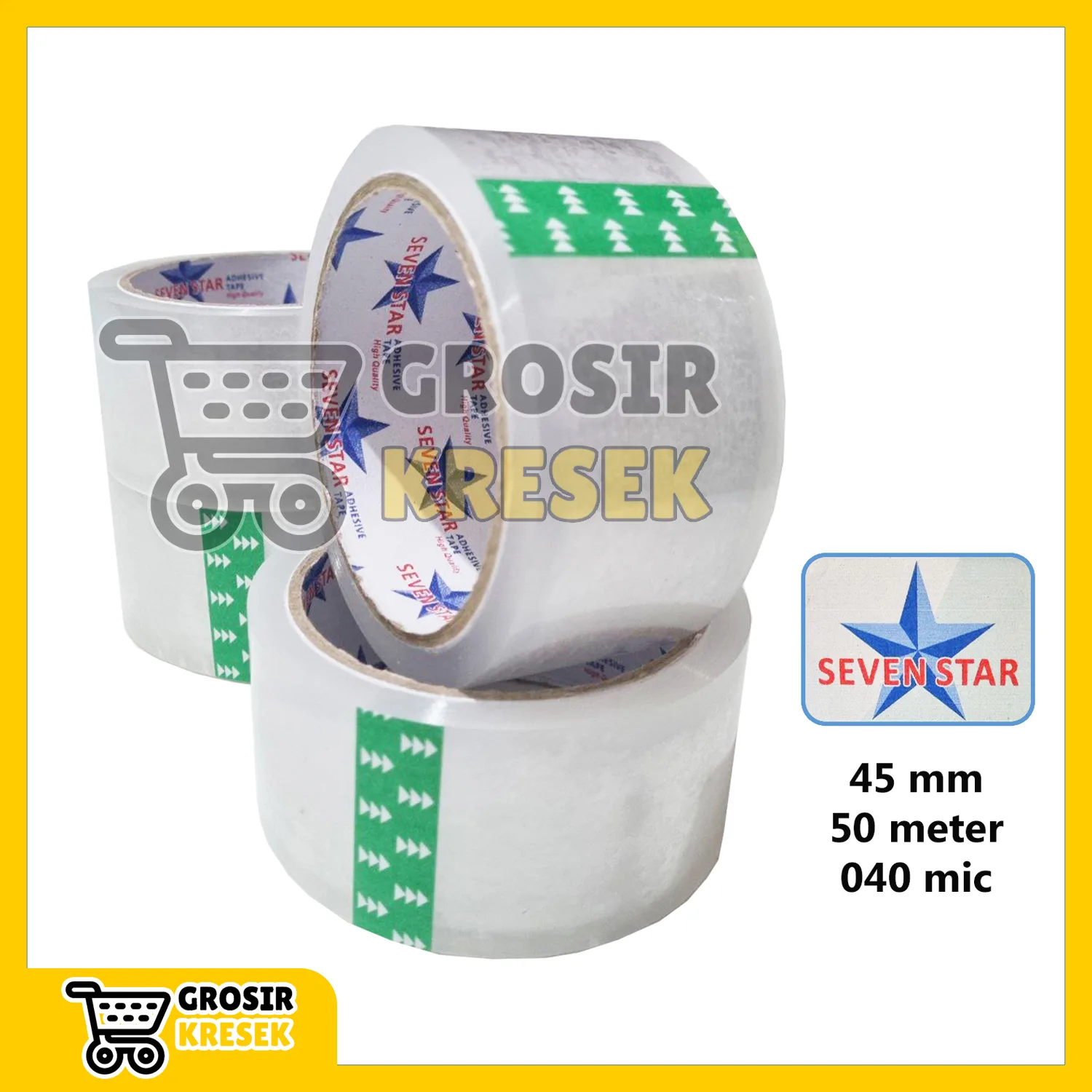T189 Lakban Bening SEVEN STAR 45mm 50 meter 040mic - Plester Clear Tape Transparan