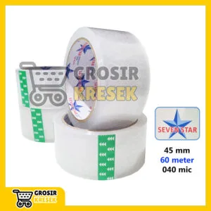 T191 Lakban Bening SEVEN STAR 45mm 60 meter 040mic - Plester Clear Tape Transparan
