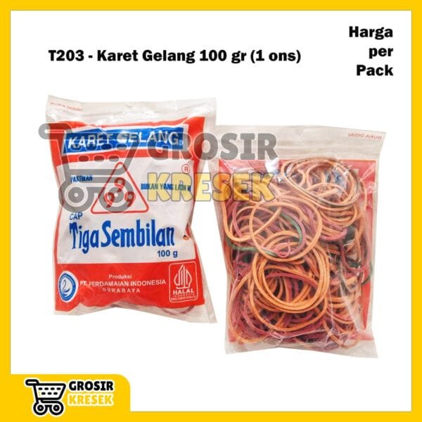 T203 Karet Gelang 100 gram Grosir Kiloan Cap TIGA SEMBILAN isi 1 ons